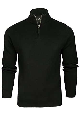 Xact Herren-Pullover 1/4 Reißverschluss, Turtle Neck, Rollkragenpullover, Baumwollanteil – Winterpullover für kalte Tage, ideal als Arbeitspullover, Pulli für Büro oder Freizeit (Black) XL von Xact
