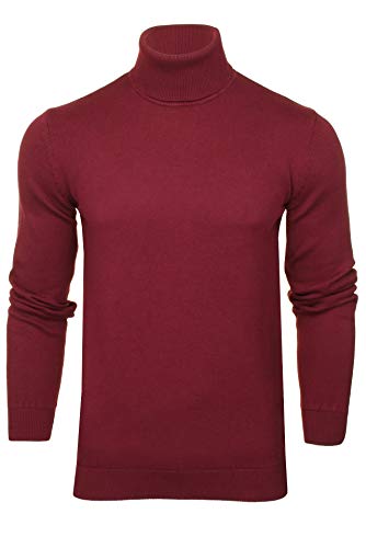 Xact Herren Rollkragenpullover aus Baumwolle, Langarm Rollkragenpulli, Smartes Klassisches Design, Weich Bequem, Ideal für Herbst und Winter (Burgundy) L von Xact