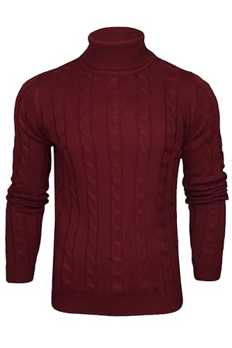 Xact Herren Rollkragenpullover mit Zopfmuster (Burgundy) M von Xact