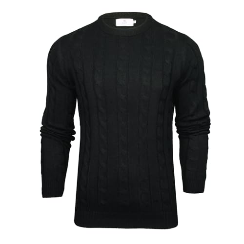 Xact Herren Rundhalspullover mit Zopfmuster (Black) M von Xact