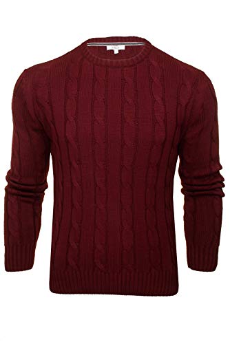 Xact Herren Rundhalspullover mit Zopfmuster (Burgundy) L von Xact