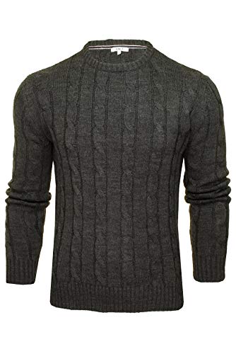 Xact Herren Rundhalspullover mit Zopfmuster (Dark Charcoal Marl) M von Xact