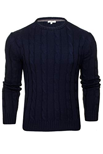 Xact Herren Rundhalspullover mit Zopfmuster (Navy) XL von Xact