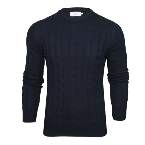Xact Herren Rundhalspullover mit Zopfmuster (Navy) XL von Xact