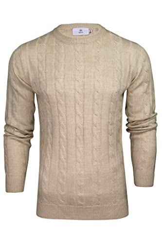 Xact Herren Rundhalspullover mit Zopfmuster (Oat Grey Marl) L von Xact