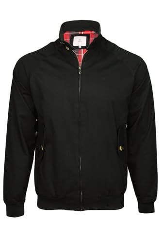 Xact Herren Übergangsjacke aus Baumwolle im klassischen Harrington-Stil mit Karofutter (Black) XXL von Xact