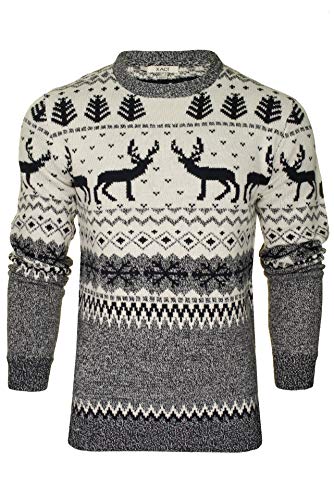 Xact Herren Weihnachtspullover mit nordischem Fairisle-Muster und Rundhalsausschnitt (Ecru) M von Xact