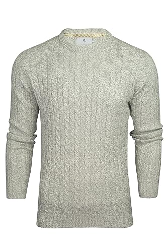 Xact Herren nachhaltiger Baumwollmix-Strickpullover mit Zopfmuster und Rundhalsausschnitt (Ecru) M von Xact