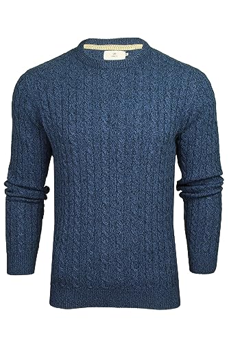 Xact Herren nachhaltiger Baumwollmix-Strickpullover mit Zopfmuster und Rundhalsausschnitt (Light Denim) L von Xact