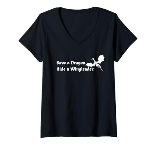Damen Xaddy Rette einen Drachenritt Ein Wingleader Fantasy Bookish Nerds T-Shirt mit V-Ausschnitt Damen Xaddy Rette einen Drachenritt Ein Wingleader Fantasy Bookish Nerds T-Shirt mit V-Ausschnitt von Xaddy Save A Dragon Ride A Wingleader tops