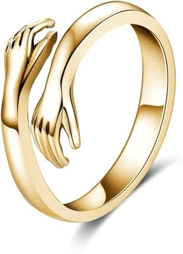 stanbarry Eternal Umarmung Ring – Verstellbarer Ring mit Umarmungs-Design – Emotionale Geschenkidee für Freundin, Mutter, Partnerin (Gold) von Xalveria