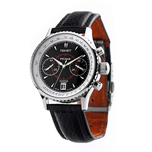 Poljot Ruslan 3133 Aviator Chronograph russische mechanische Uhr Fliegerchronograph Russland Stoppuhr schwarzes Zifferblatt von Xamic