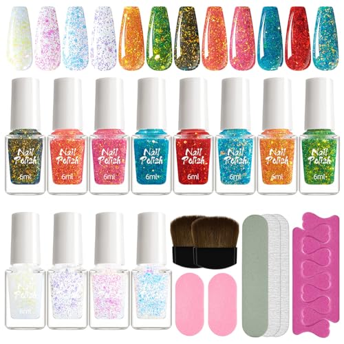 12 Farben Nails Art Gel Polises Set Mit Dateibürstenzehen Teilerzubehör Für Kreative Maniküre Designs Home Salon Party Gebrauch von Xanorrg