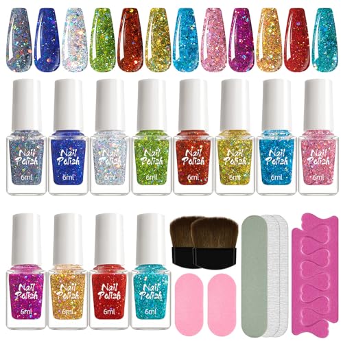 12 Farben Nails Art Gel Polises Set Mit Dateibürstenzehen Teilerzubehör Für Kreative Maniküre Designs Home Salon Party Gebrauch von Xanorrg