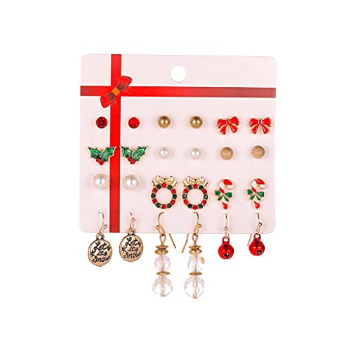 12 Paare Weihnachtsstift Ohrringe Rentier Holde Schmuck Schneemann Rentiere Bogenknoten/Glocken/Schneeflockenohrringe Sets Hypoallergen Für Frauen Mädchen Kinder 12 Paare Weihnachtsstift Ohrringe Rentier Holde Schmuck Schneemann Rentiere Bogenknoten/Glocken/Schneeflockenohrringe Sets Hypoallergen Für Frauen Mädchen Kinder von Xanorrg