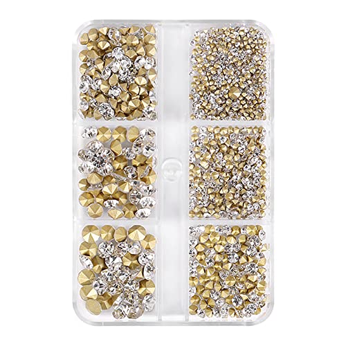 6 Gitter Speicherte Untere Strasssteine ​​für Nagelkunsthandwerksgesteine ​​3D Stylische Maniküre Ornament Edelsteine ​​spitze Bodendekorationen Für Frauen von Xanorrg