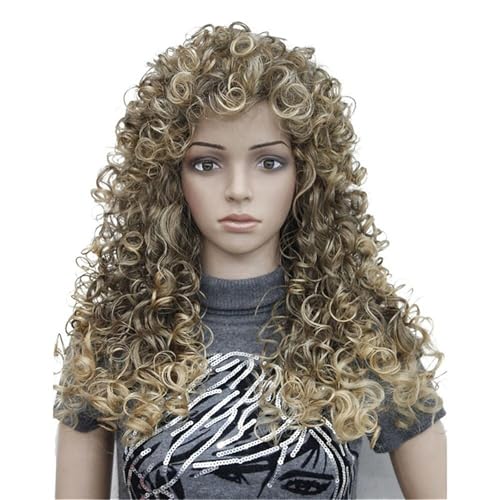 Atmungsaktierbare Liner Curly Perücken Mit Hitzigresistenten Fasern Afrikanischen Frauen Cosplay & Alltag Natürlicher Frisur Viel Lang Locker Perücken Haarteil von Xanorrg
