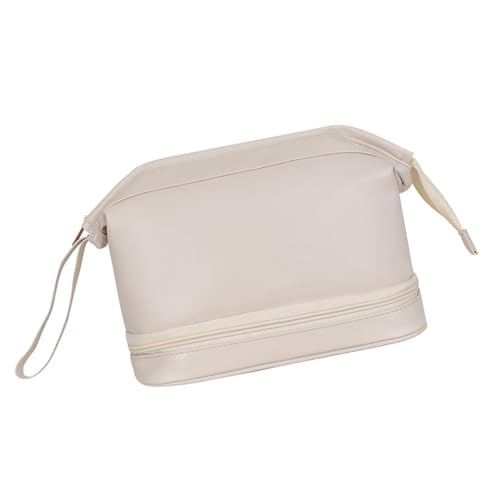 Doppelschicht Make Up Beutel Für Frauen Mädchen Große Kapazität Kosmetische Organisatoren PU Leder Toilette Doppelschicht Toilettensteife Reisen Make Up Aufbewahrung Tragbar von Xanorrg