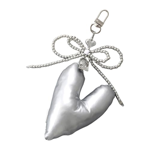 Fashion Keychain Telefon Charme Einzigartiger Keyring Perlen Bowknot Gepolstert Herz Taschen Accessoire Für Rucksack Handtasche Geldbörse Perlendekoration von Xanorrg