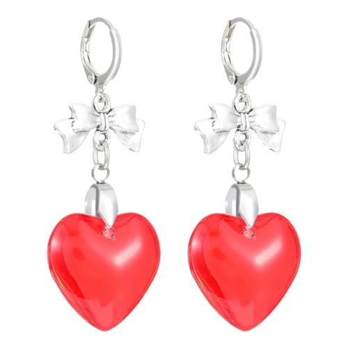Glasliebe Herz Dangle Ohrringe Süße Kühle Bogenknotenohren Für Frauen Mädchen Hoop Stylish Party Schmuck Geschenklegierung von Xanorrg