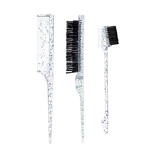 Haarsteuerungskante Pinsel Friseur Abschnitte Hervorhebung Des Pflegekamms Set Haarbrauen Augenbrauenbürste Für Frauen Kinder 3x Accessoires Schimmernden Professionelle Antistatik Schwanz Set von Xanorrg