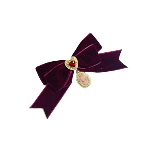 Mode Velvets Heart Bowknot Pin Handgefertigtes Bowtie Kragen Blumenkleidung Accessoires Elegant Retro Schmuck Handgefertigte Velvets Pin von Xanorrg