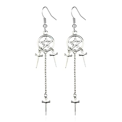 Sacred Black Gothic Ohrringe Fünfzüßiger Sternschwert Gothic Mode Forward Stylish Kette Unisex Hoop Dangle Ohrringe Für Männer Sacred Black Gothic Ohrringe Fünfzüßiger Sternschwert Gothic Mode Forward Stylish Kette Unisex Hoop Dangle Ohrringe Für Männer von Xanorrg