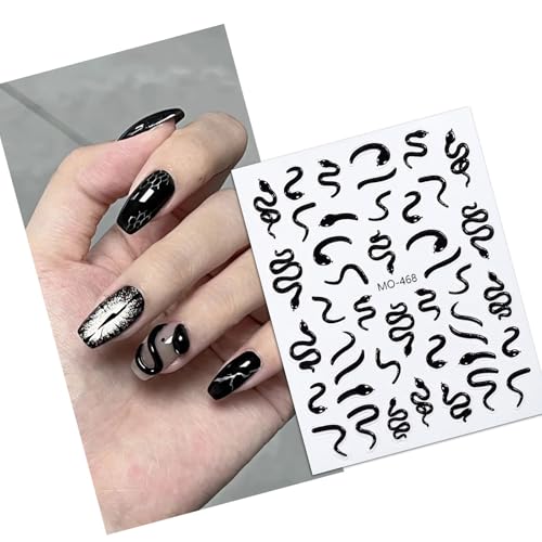 Schlangennägel Aufkleber Schwarz Kunst Maniküre Selbstkleber Für Frauen Mädchen Nagelaufkleber Schwarzer Nagelabziehbilder Kunstbedarf Schlangennägel Aufkleber Schwarz Kunst Maniküre Selbstkleber Für Frauen Mädchen Nagelaufkleber Schwarzer Nagelabziehbilder Kunstbedarf von Xanorrg