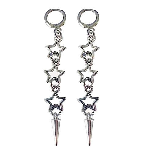 Vintage Punk Hollow Out Ohrringe Metall Fünf Punkte Stern Imitation Rotkristall Anhänger Charm Ohr Adorment Y2K Schmuck Vintage Punkstil Ohrhänger von Xanorrg