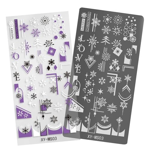 Weihnachtserie Nägel Stempelplatten Kunstvorlage Schneeflocken Manikuring Print Hirsche Stempelplatte Weihnachten Kunstplatte Schneeflocken Schablone Stempel Vorlage von Xanorrg