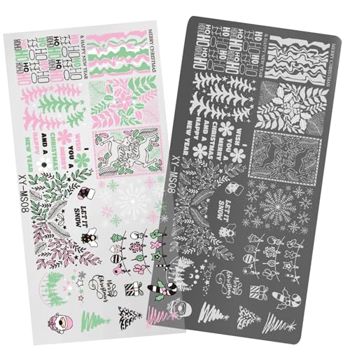 Weihnachtserie Nägel Stempelplatten Kunstvorlage Schneeflocken Manikuring Print Hirsche Stempelplatte Weihnachten Kunstplatte Schneeflocken Schablone Stempel Vorlage von Xanorrg