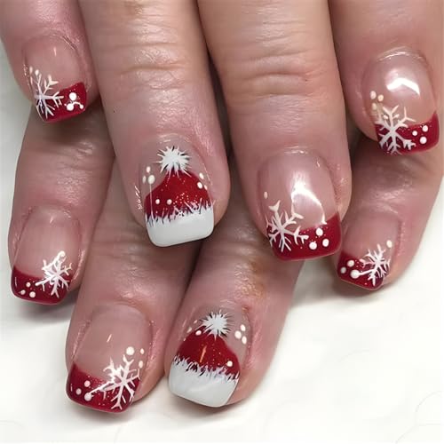 Weihnachtspresse Auf Nägeln Kurzer Square Snowflake Stick Auf Manikürenkunstdekoration Für Frauen Und Mädchen 24pcs Künstlicher Falscher Nagel Weihnachtspresse Auf Nägeln Kurzer Square Snowflake Stick Auf Manikürenkunstdekoration Für Frauen Und Mädchen 24pcs Künstlicher Falscher Nagel von Xanorrg