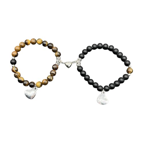 Xanorrg 2pcs Magnetische Eltern Armbänder Beziehungsstrecken Armband Herzperlen Matching Für Sun and Dad Freundschaftssatz von Xanorrg