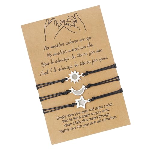 Xanorrg 3pieces Elegante Freundschaftsarmbänder Für Freund Paare Mond Sonnenstern Anhänger Handgelenk Kette Verstellbare Handgefertigte Kabel Trendy Jugendschmuck Xanorrg 3pieces Elegante Freundschaftsarmbänder Für Freund Paare Mond Sonnenstern Anhänger Handgelenk Kette Verstellbare Handgefertigte Kabel Trendy Jugendschmuck von Xanorrg