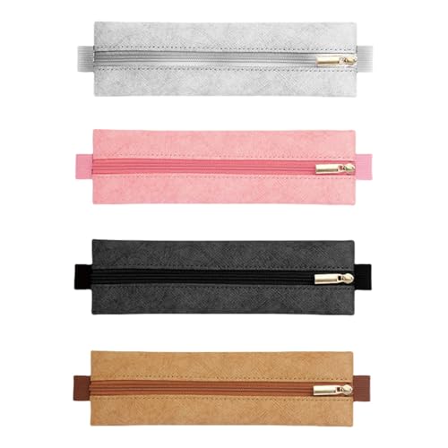 Xanorrg 4 PCs PU Leder Bleistift Hülle Journal Pen Bag School Vorräte Für Die Organisation Von Markierungen Und Zubehör Elastischer Bag Box Einfache Schulbürovorräte von Xanorrg