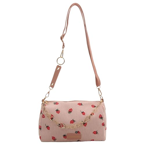 Xanorrg Ästhetische Erdbeer Cord Umhängetasche Mit Kettenweiche Bequem von Xanorrg