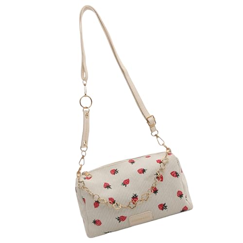 Xanorrg Ästhetische Erdbeer Cord Umhängetasche Mit Kettenweiche Bequem von Xanorrg