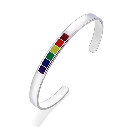 Xanorrg Auffällige Regenbogenliebe Armband 6mm Edelstahl Email Öffnung Armband LGBTQ Manschettenknopf Für Frauen Männer Armbänder Für Frauen Set von Xanorrg