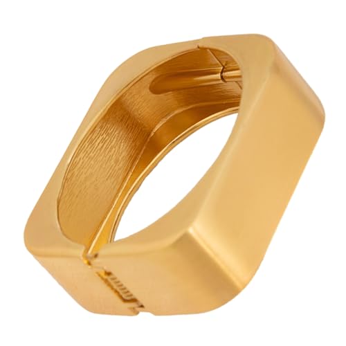 Xanorrg Breites Goldenes Oder Silbertöniges Legierung Manschettenknopf Einfache Geometrische Design Glänzendes Armband Accessoire Für Frauen Modernes Square Design Frauen Armreifen von Xanorrg