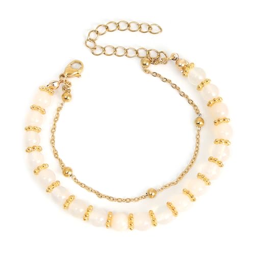 Xanorrg Elegant Einstellbare Naturstein Perlenarmband Handseilschmuck Accessoire Für Frauen Mit Beruhigenden Steinen Steinarmband von Xanorrg