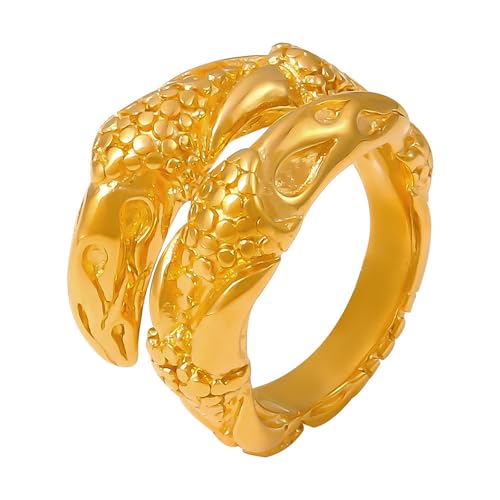 Xanorrg Elegante Edelstahl Hämmerungsringe Mit Schlangen Twist Designs Für Trendsetter Die Ein Einzigartiges Accessoires Für Robustes Gold Finish Suchen von Xanorrg