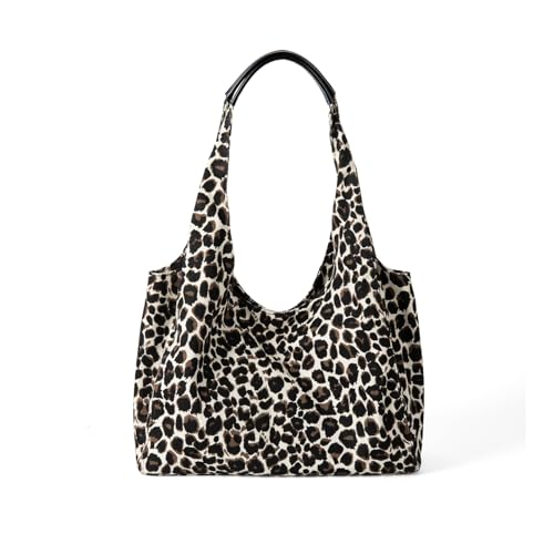 Xanorrg Elegante Frauen Taschen Geräumige Innenausstattung Schulterbärchen Leoparden Drucken Slouchy Taschen Freizeit Alltägliches Handtasche Für Die Arbeit Pendeln Leichter Polyester Unterarmtasche von Xanorrg