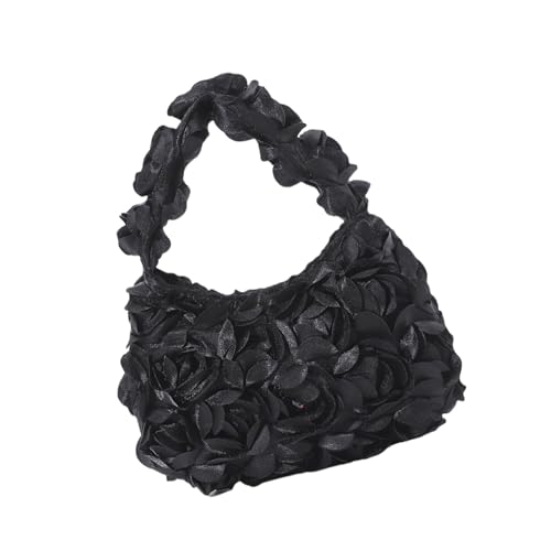 Xanorrg Elegante Frauenabendtasche Rose Blumen Satins Satins Clutches Handtasche Geldbörse Für Hochzeitsabschlussfeiern Und Bankette Paillierte Handtasche Paillettenhandtasche von Xanorrg
