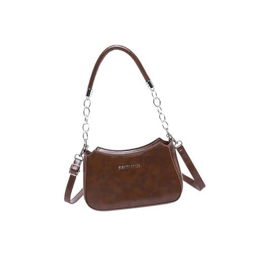 Xanorrg Elegante Kleine Umhängetasche PU Leder Retro Crossbody Geldbörse Einfacher Farbe Achselhaut Mit Kette Für Lässige Reise PU Leder Crossbody Tasche von Xanorrg