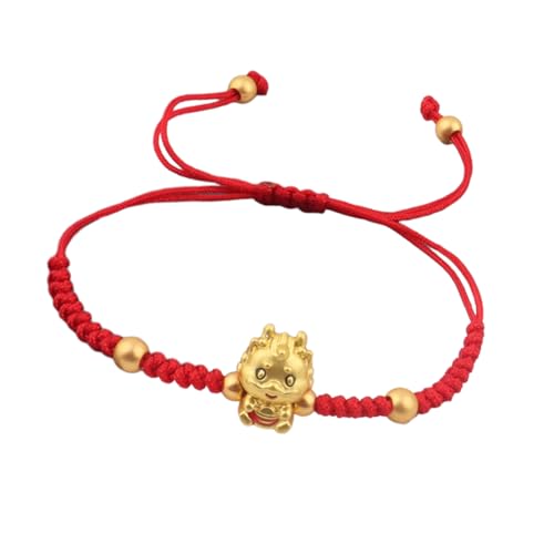 Xanorrg Elegante Rote Gewebearmbänder Chinesische 12 Zodiacs Sign Handchains Handgefertigte Drachenform Charm Armreifen Einzigartige Neujahrsgeschenk Chinesische Neujahrsarmbänder von Xanorrg