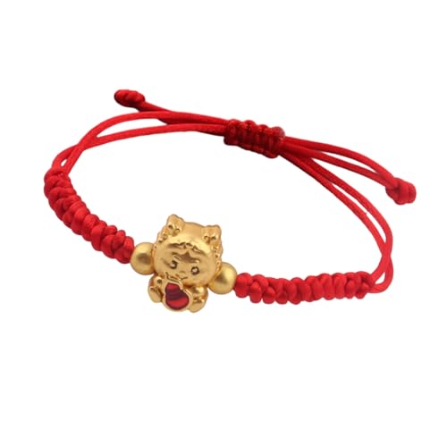Xanorrg Elegante Rote Gewebearmbänder Chinesische 12 Zodiacs Sign Handchains Handgefertigte Drachenform Charm Armreifen Einzigartige Neujahrsgeschenk Chinesische Neujahrsarmbänder von Xanorrg
