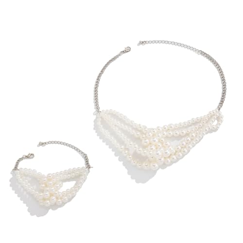 Xanorrg Eleganter Mehrschichtiger Schmuckset Einzigartige Geknotete Imitation Perlen Perlen Halskette Und Armband Für Damen Handgefertigtes Halshäuer Elegantes Perlenzubehör Xanorrg Eleganter Mehrschichtiger Schmuckset Einzigartige Geknotete Imitation Perlen Perlen Halskette Und Armband Für Damen Handgefertigtes Halshäuer Elegantes Perlenzubehör von Xanorrg
