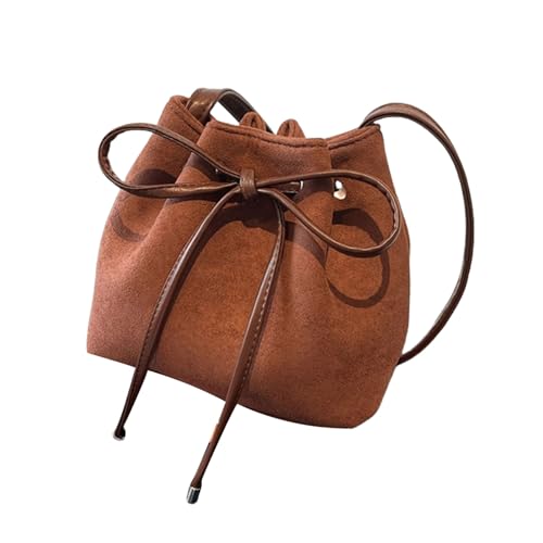 Xanorrg Frauen Bag Pu Leder Schulter Mode Crossbody Ästhetischer Eimer Kordelmessen Für Arbeit Frauen PU Leder Schulter Süßer Bögen Crossbody Eimer von Xanorrg