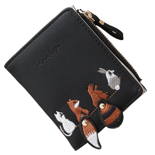 Xanorrg Frauen Brieftasche Stickerei Geldbörse Mit Einfachem Zugang Klarer Fensterfoto Anzeige Reißverschluss Münztasche Für Reisearbeit Kreditkartenhalter von Xanorrg