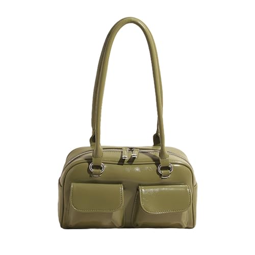 Xanorrg Frauen Koreanische Retro Doppel Taschen Umhängetasche Einfacher Farbiger Unterarm PU Leder Achselbaus Reißverschluss Handtasche Multifunktionale Damen Womens von Xanorrg